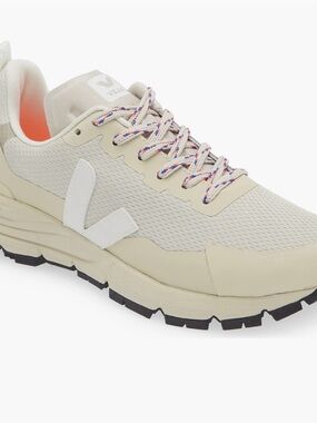 Veja Women's Sneaker in Cream with White V and Multicolor Laces